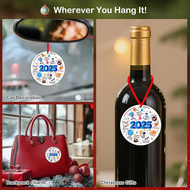 PETCEE Christmas Ornament 2025 - Funny Year in Review Hot Topic Gift Hilarious Trending Christmas Tree Decor for Adults & Family Unique Keepsake Hanging Decor for 2025 - Image 4